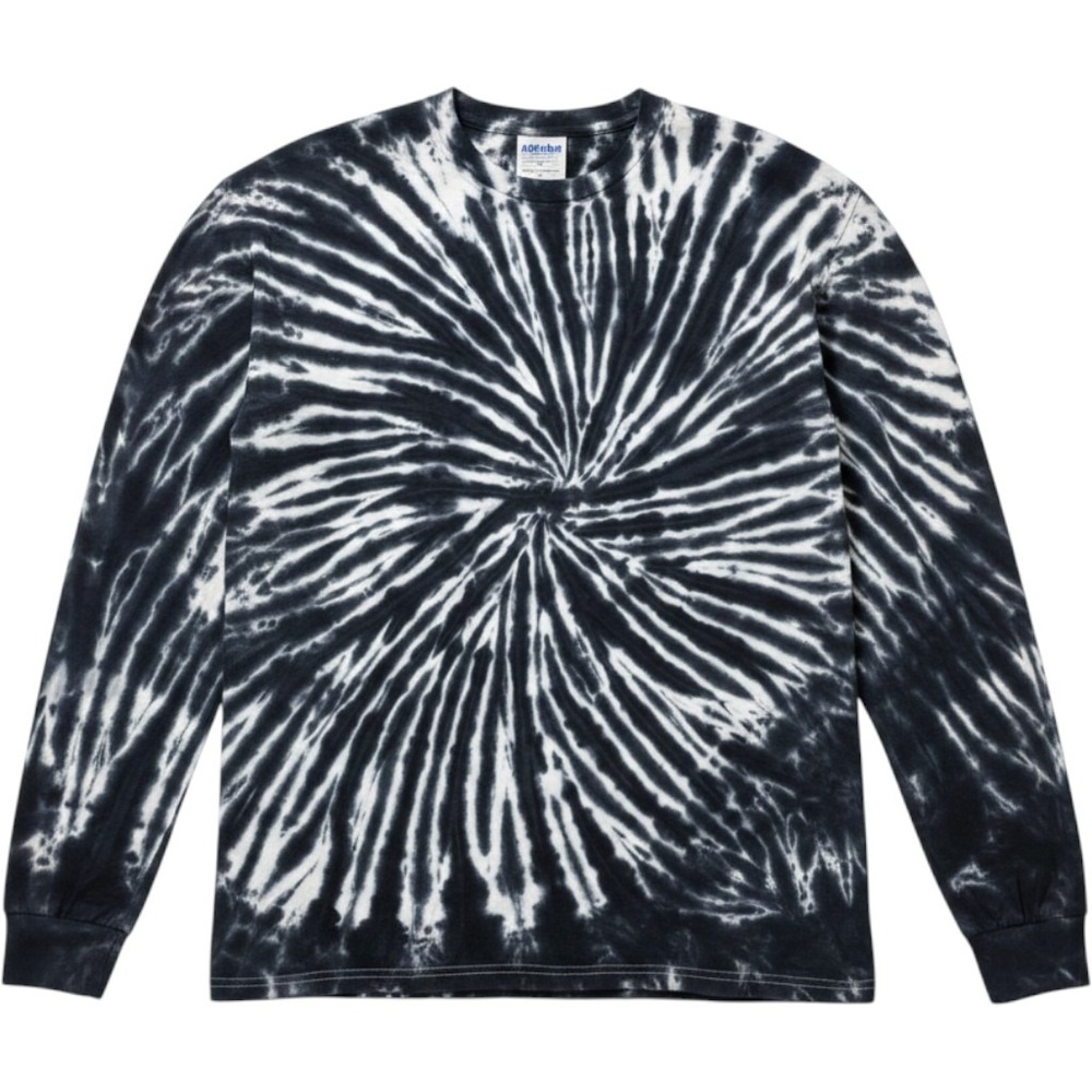 Aeropostale Tie Dye Long Sleeve T-Shirt Mens Medium Black White Spiral RN154379